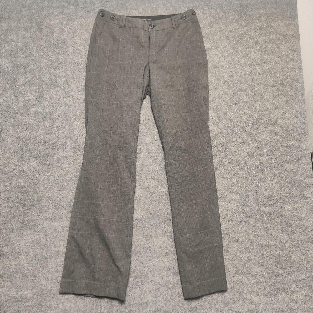 Banana Republic Pants Womens 4R Gray Martin Fit Check Twill Dress Workwear